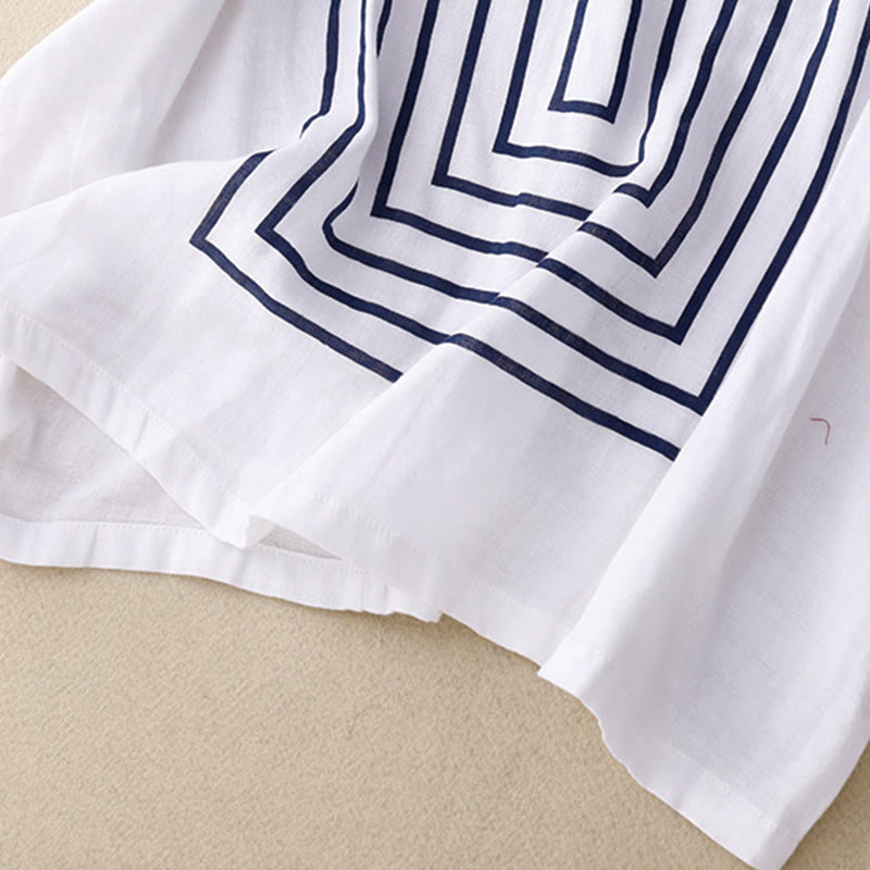 T-shirt décontracté à manches courtes en coton et lin pour femme, motif imprimé Buddha Stones - image 17