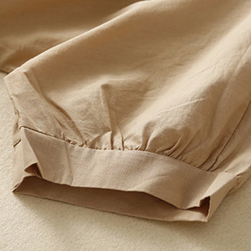 Robe midi décontractée en coton à manches courtes et col en V avec poches et motif Buddha Stones - image 14