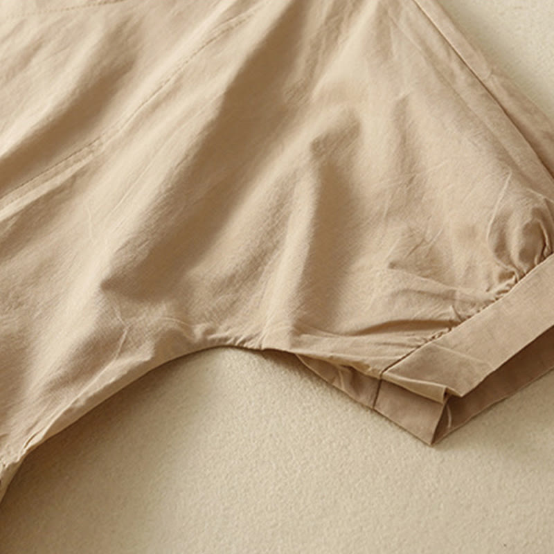 Robe midi décontractée en coton à manches courtes et col en V avec poches et motif Buddha Stones - image 13