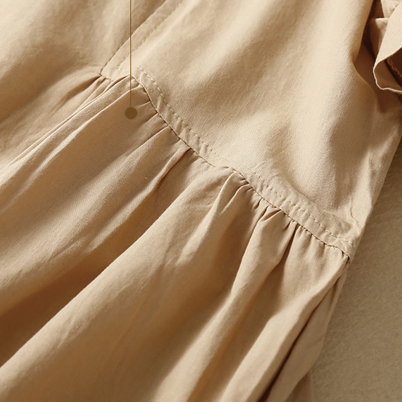 Robe midi décontractée en coton à manches courtes et col en V avec poches et motif Buddha Stones - image 16