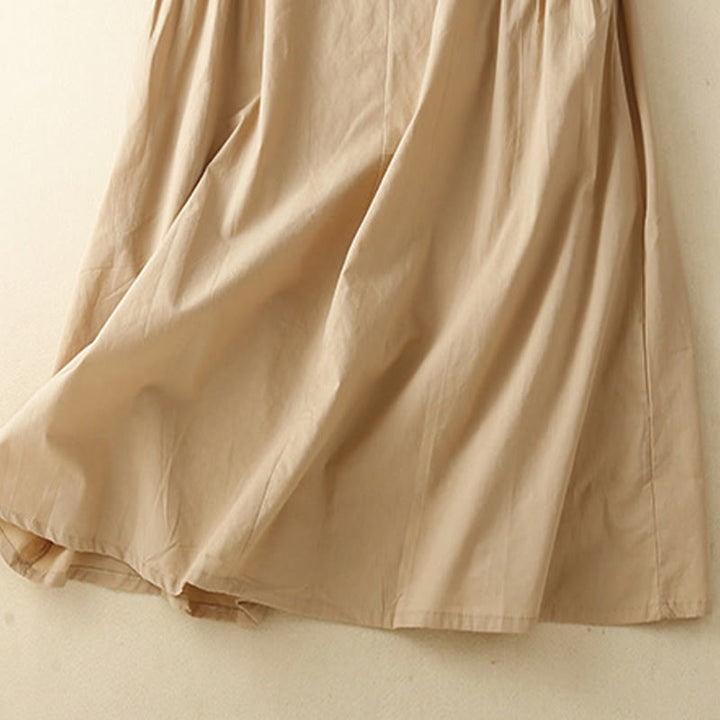 Robe midi décontractée en coton à manches courtes et col en V avec poches et motif Buddha Stones - image 15