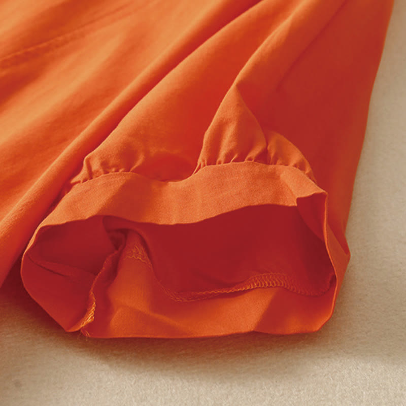 Robe midi décontractée en coton à manches courtes et col en V avec poches et motif Buddha Stones - image 5