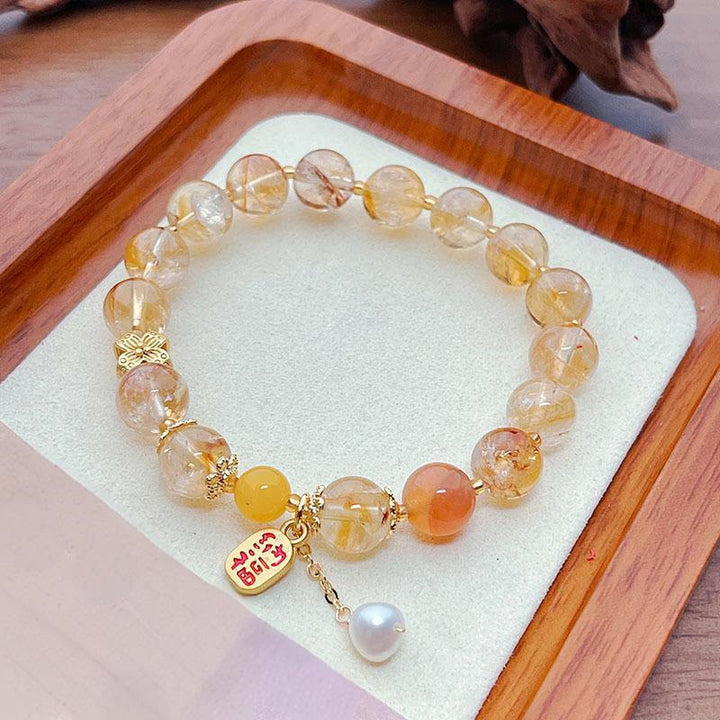 Bracelet Nafu Pleasure en perles de citrine naturelle et Buddha Stones