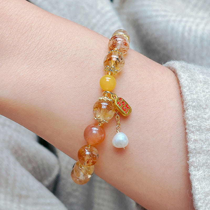 Bracelet Nafu Pleasure en perles de citrine naturelle et Buddha Stones