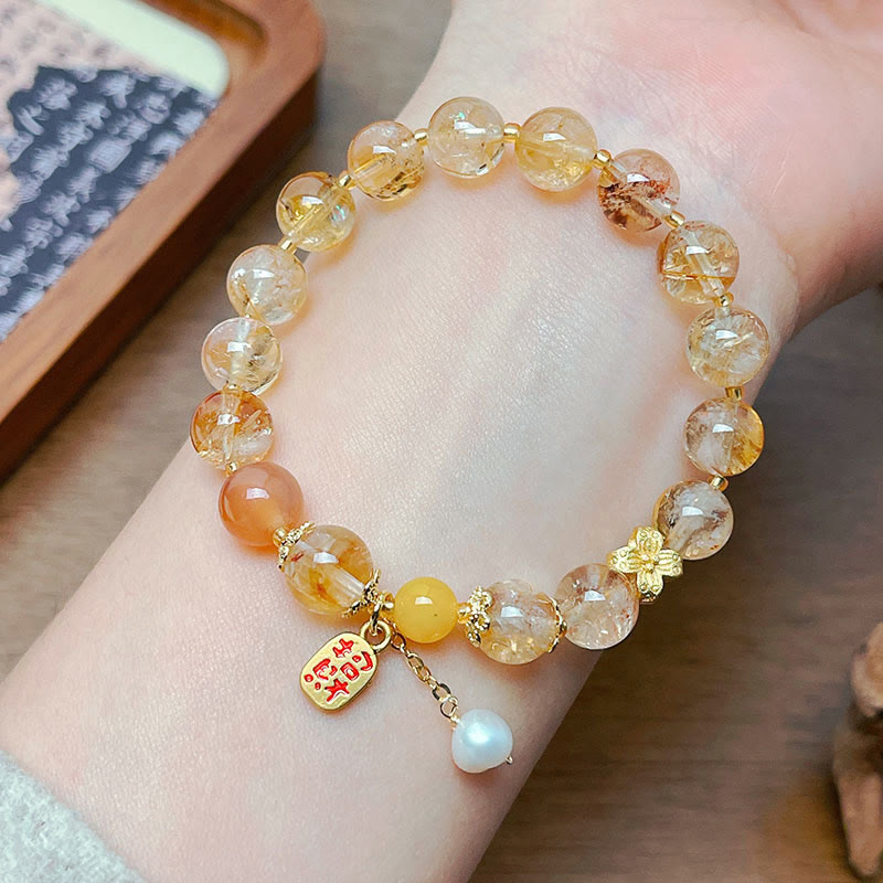 Bracelet Nafu Pleasure en perles de citrine naturelle et Buddha Stones