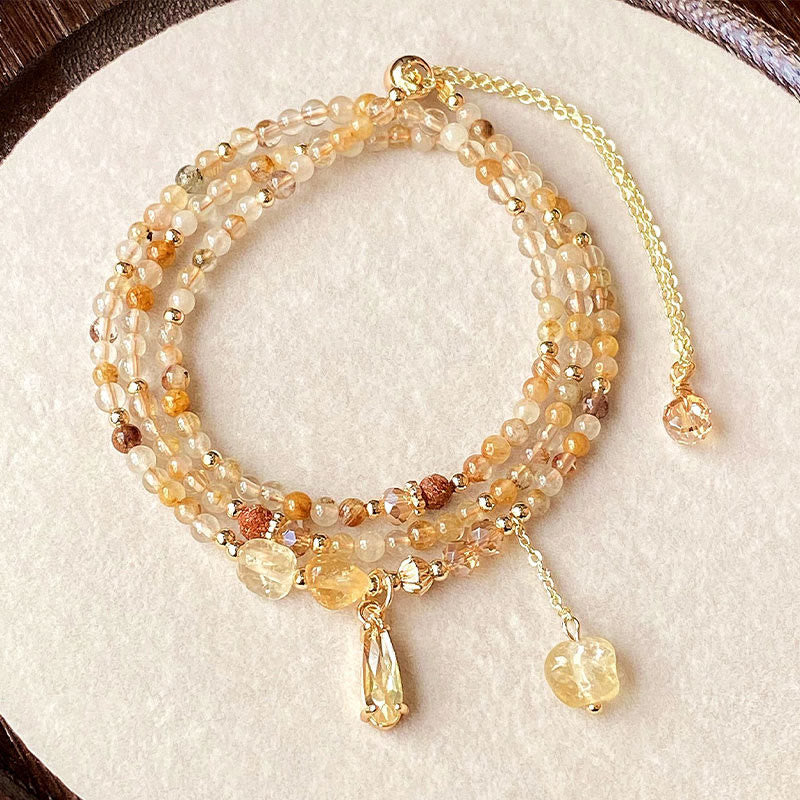 Bracelet multicouches en perles de citrine naturelle Buddha Stones - Citrine (Tour de poignet : 15-21 cm) - image 0