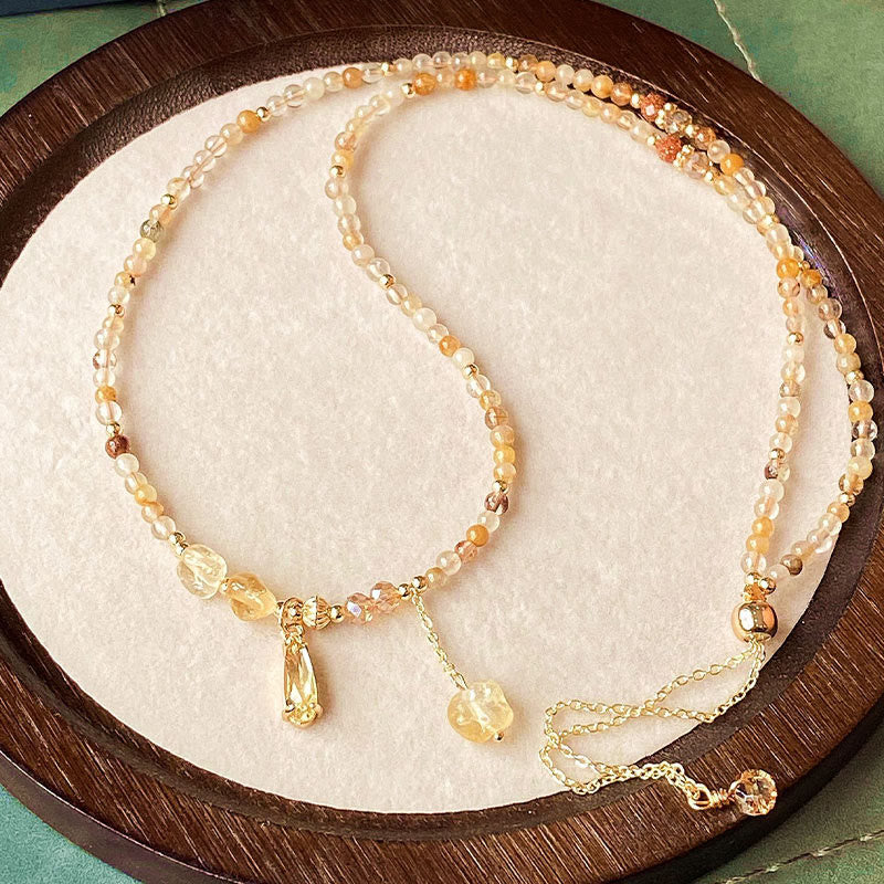 Bracelet multicouches en perles de citrine naturelle Buddha Stones - image 1