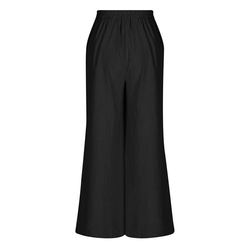 Pantalon large taille haute en coton pour femme, style rétro décontracté, avec poches, motif Buddha Stones - image 7