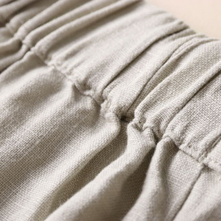 Pantalon large pour femme en coton et lin, couleur unie, Buddha Stones Commute, longueur 7-8, avec poches - image 3