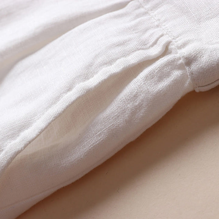 Pantalon large pour femme en coton et lin, couleur unie, Buddha Stones Commute, longueur 7-8, avec poches - image 10