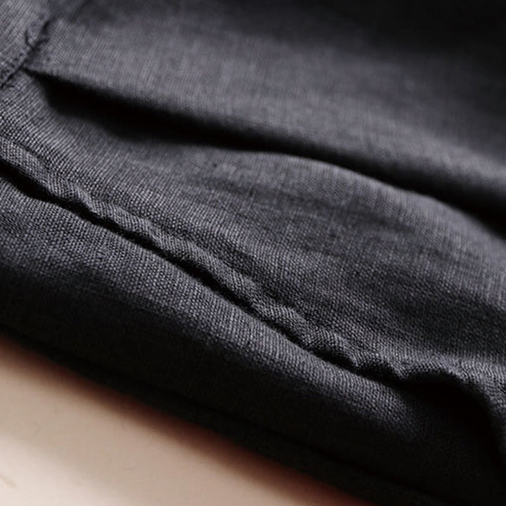 Pantalon large pour femme en coton et lin, couleur unie, Buddha Stones Commute, longueur 7-8, avec poches - image 13