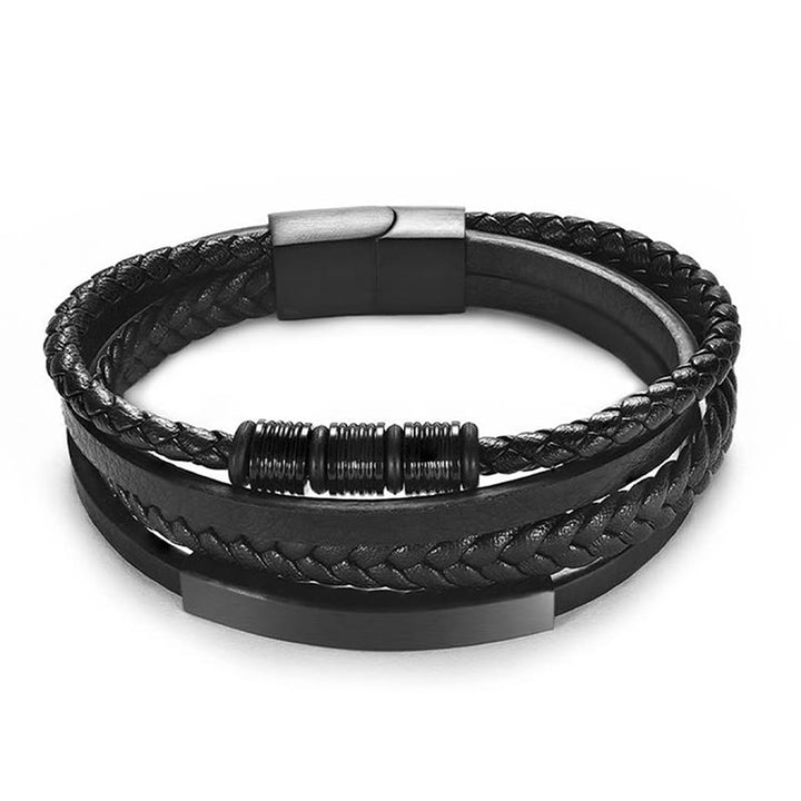 Bracelet en cuir tressé à la main avec boucle magnétique et Buddha Stones