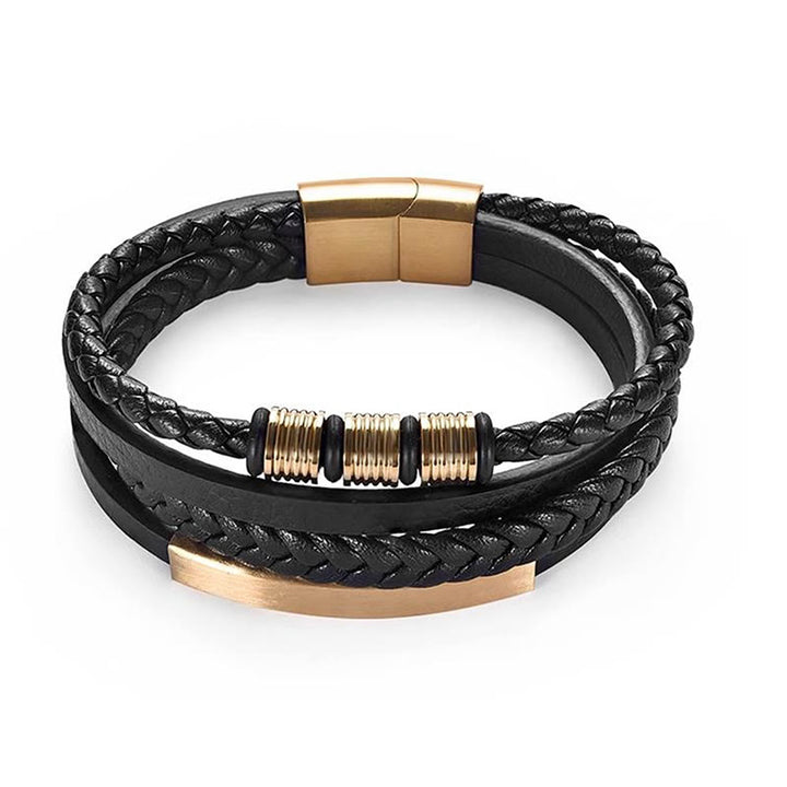 Bracelet en cuir tressé à la main avec boucle magnétique et Buddha Stones
