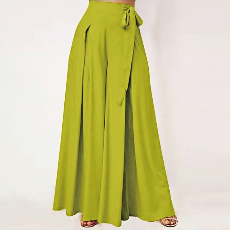 Pantalon large pour femme, style rétro décontracté, à cordon de serrage et poches, motif Buddha Stones, idéal pour le printemps. - VertJaune - US14，UK/AU18，EU46 (2XL) - image 1