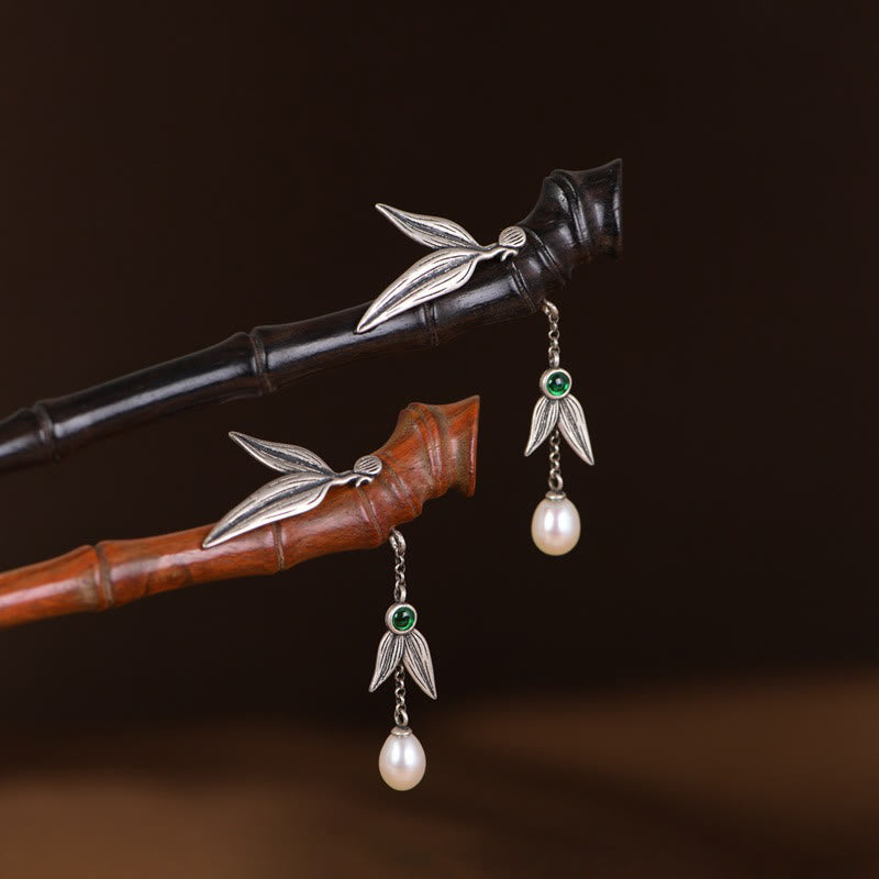 Épingle à cheveux en argent sterling 925 avec Buddha Stones , bois de santal rouge, ébène et bambou