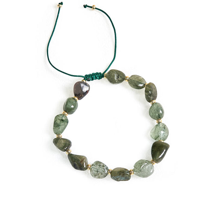 Bracelet de protection tressé en quartz rutile vert Buddha Stones