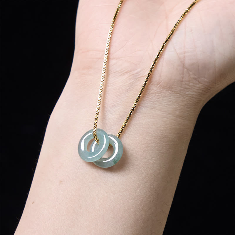 Buddha Stones en jade avec double boucle de paix et de prospérité