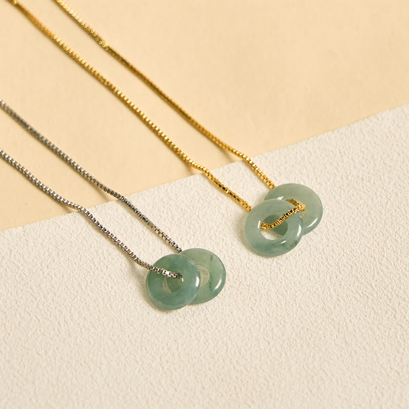 Buddha Stones en jade avec double boucle de paix et de prospérité - image 1