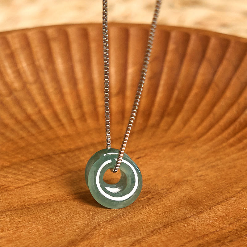 Buddha Stones en jade avec double boucle de paix et de prospérité - Chaîne en jade et argent - image 9