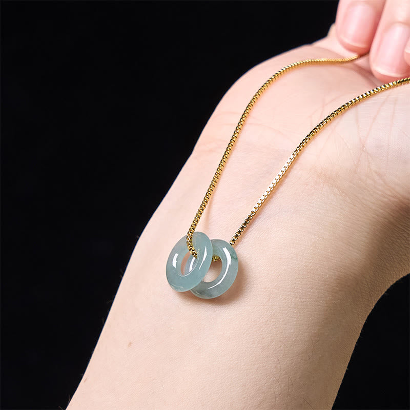 Buddha Stones en jade avec double boucle de paix et de prospérité