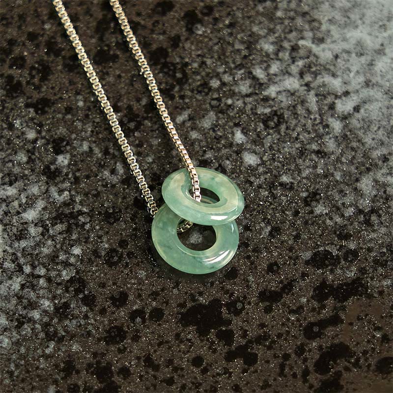 Buddha Stones en jade avec double boucle de paix et de prospérité