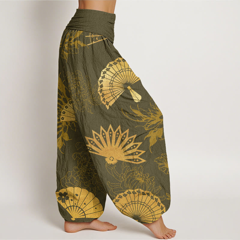 Pantalon sarouel à taille élastique pour femme, motif fleur et Buddha Stones - image 7