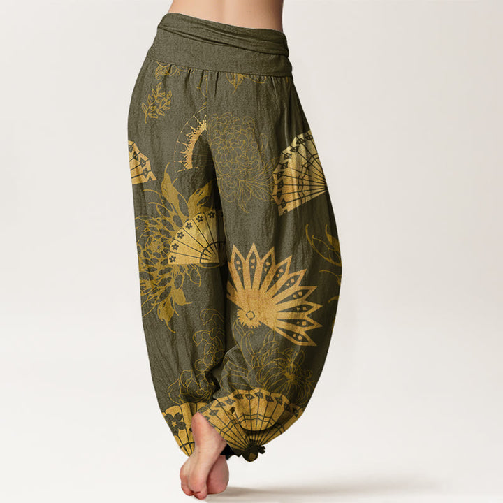 Pantalon sarouel à taille élastique pour femme, motif fleur et Buddha Stones - image 6