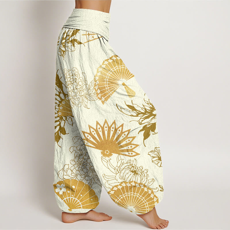 Pantalon sarouel à taille élastique pour femme, motif fleur et Buddha Stones - image 10
