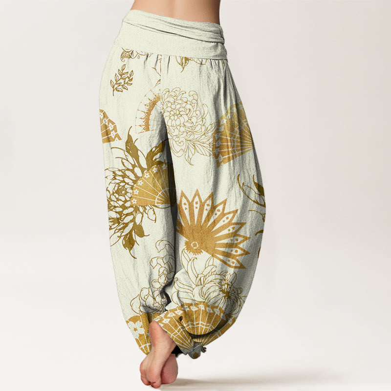 Pantalon sarouel à taille élastique pour femme, motif fleur et Buddha Stones - image 9
