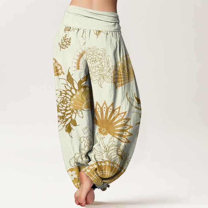 Pantalon sarouel à taille élastique pour femme, motif fleur et Buddha Stones - image 9