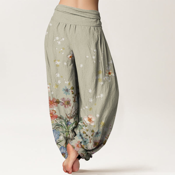 Pantalon sarouel à taille élastique pour femme, motifs de Buddha Stones et de fleurs variées - image 5