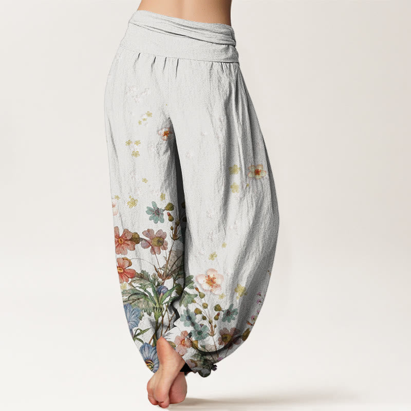 Pantalon sarouel à taille élastique pour femme, motifs de Buddha Stones et de fleurs variées - image 8