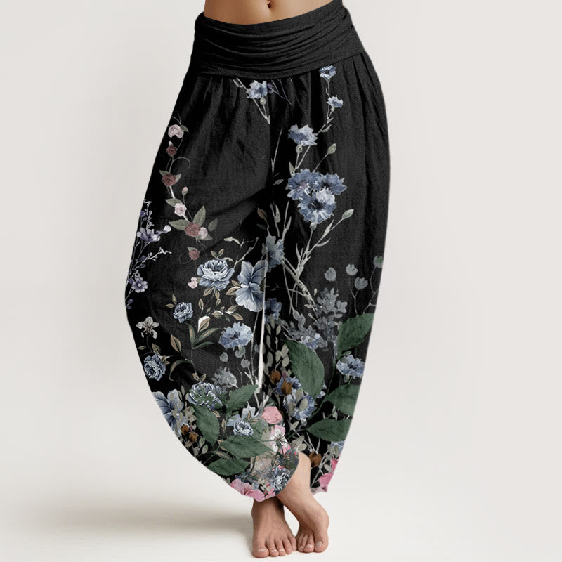 Pantalon sarouel à taille élastique pour femme, motif Buddha Stones , bleuet, Cosmo Rose - Noir - US22，UK/AU26，EU54 (6XL) - image 1
