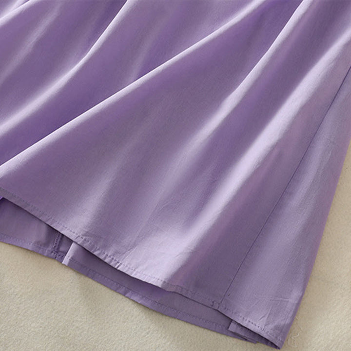 Robe mi-longue d'été en coton et lin avec Buddha Stones d'orchidées et lacets, col en V, manches mi-longues et poches - image 11