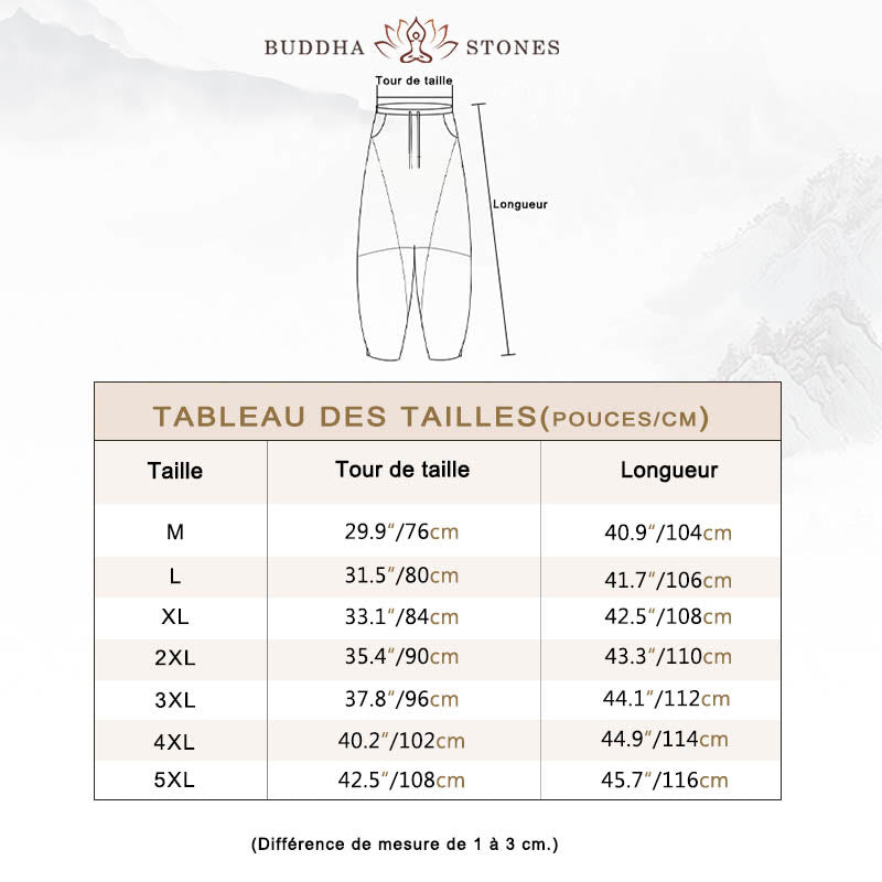 Pantalon décontracté en coton de couleur unie avec cordon de serrage et poches pour hommes Buddha Stones