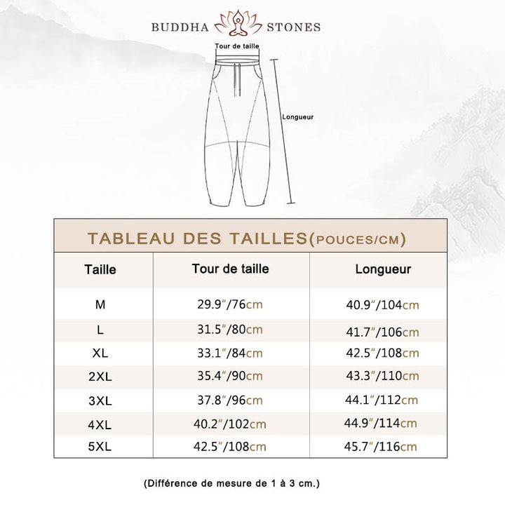 Pantalon décontracté en coton de couleur unie avec cordon de serrage et poches pour hommes Buddha Stones