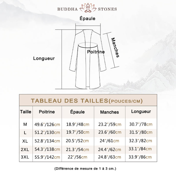 Manteau mi-long en coton et lin pour homme, simple et décontracté, avec Buddha Stones - image 5