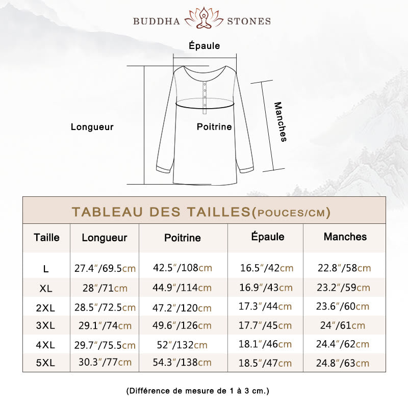 Chemise à manches longues plissée décontractée à col rond avec Buddha Stones Chemises pour femmes en coton et lin - image 4