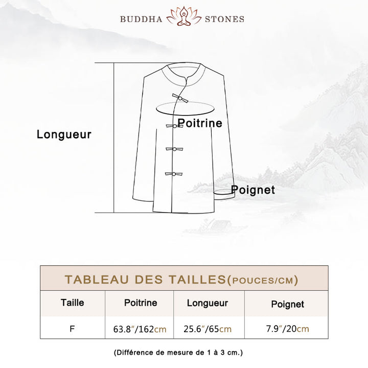 Chemise à manches longues à boutons de grenouille avec Buddha Stones Haut de méditation Zen Tai Chi Veste de vêtement Hanfu - image 5