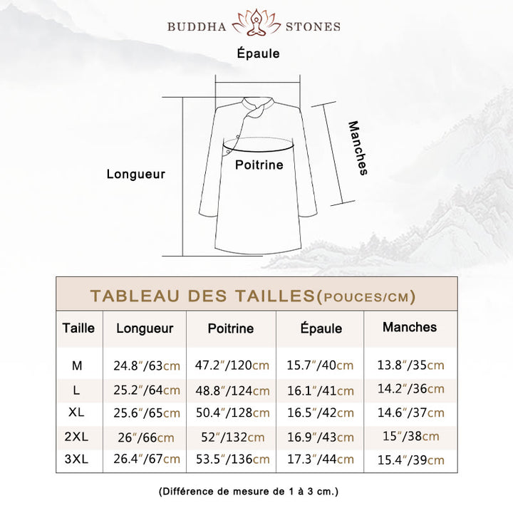 Chemise en lin ramie à manches trois-quarts et motif fleurs de jacaranda bleu grande taille Buddha Stones - image 5