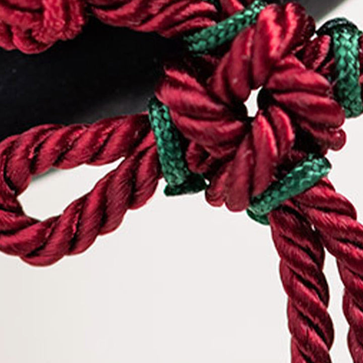 Épingle à cheveux de protection en ébène avec Buddha Stones et corde rouge, nœud chinois