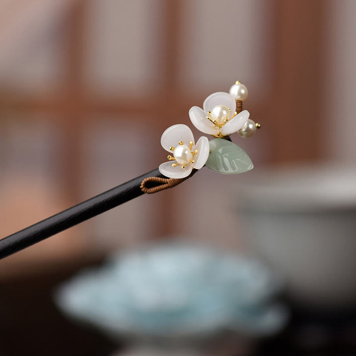 Épingle à cheveux en perles de protection en bois et pierres de Buddha Stones