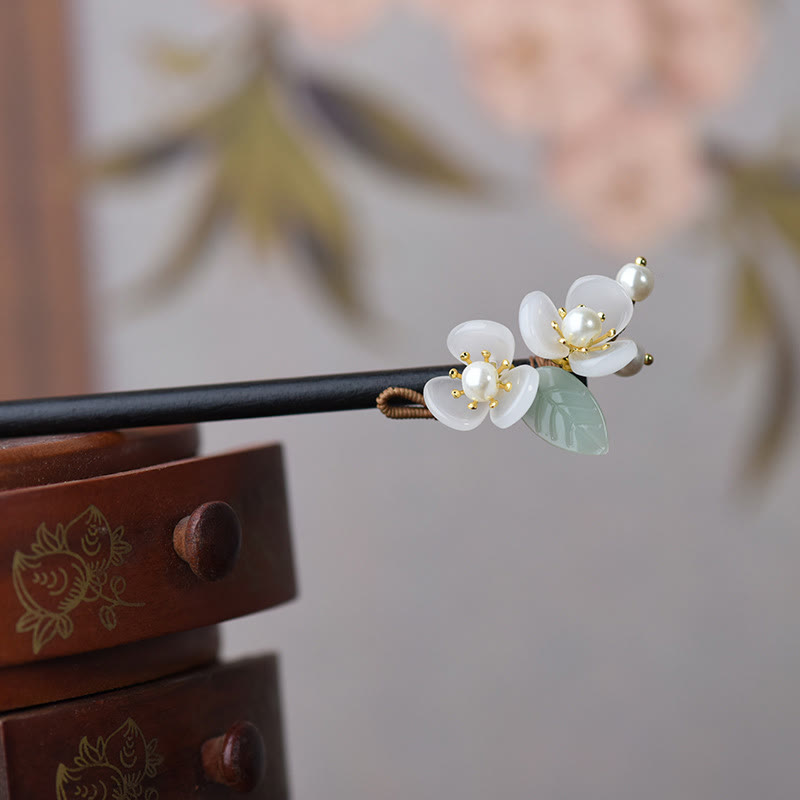 Épingle à cheveux en perles de protection en bois et pierres de Buddha Stones