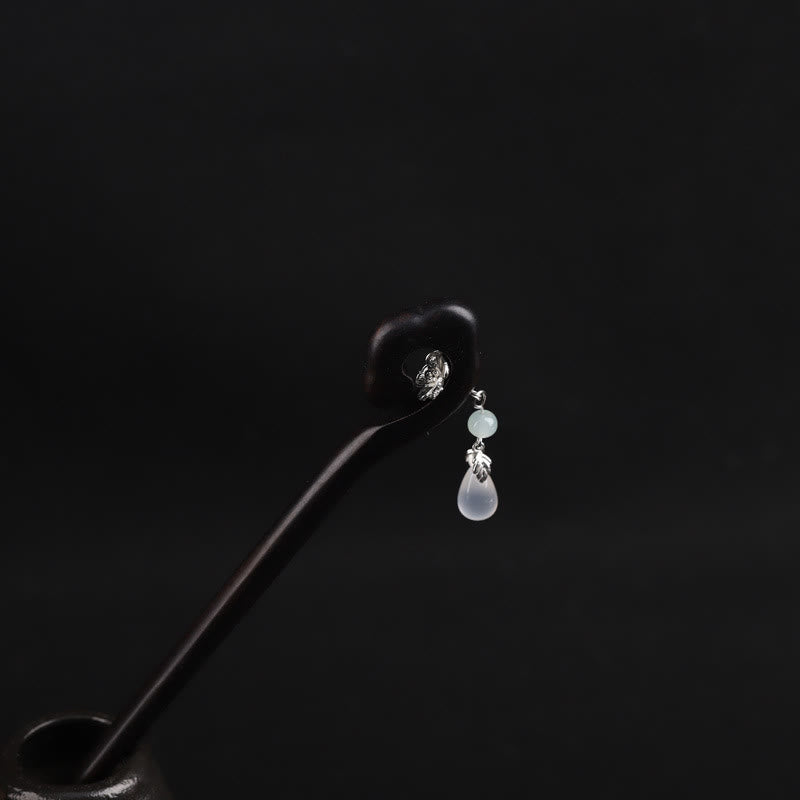 Épingle à cheveux en ébène avec Buddha Stones et nuage de bon augure