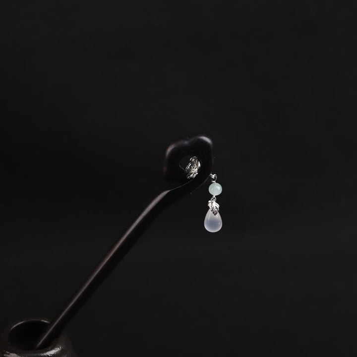 Épingle à cheveux en ébène avec Buddha Stones et nuage de bon augure