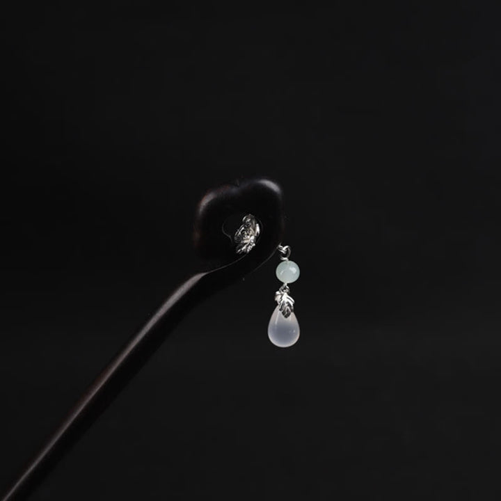 Épingle à cheveux en ébène avec Buddha Stones et nuage de bon augure