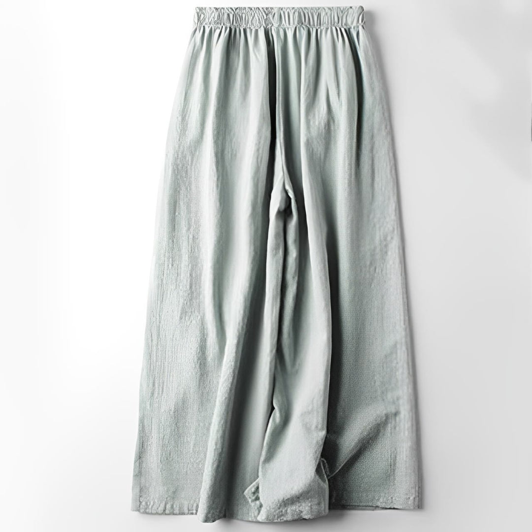 Pantalon large en coton et lin avec poches pour femme, broderie ethnique, Buddha Stones , printemps