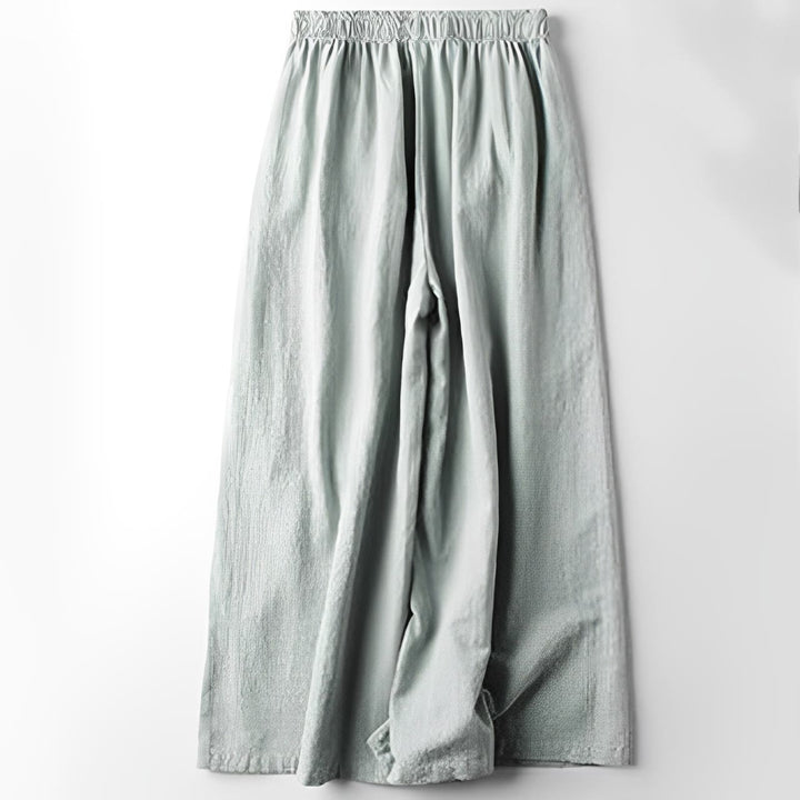 Pantalon large en coton et lin avec poches pour femme, broderie ethnique, Buddha Stones , printemps