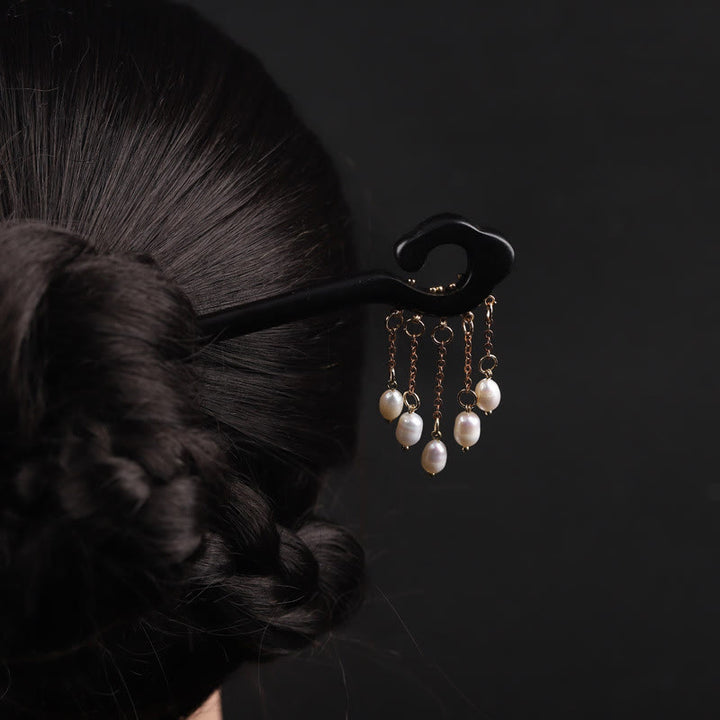 Épingle à cheveux de protection en perles et Buddha Stones en ébène