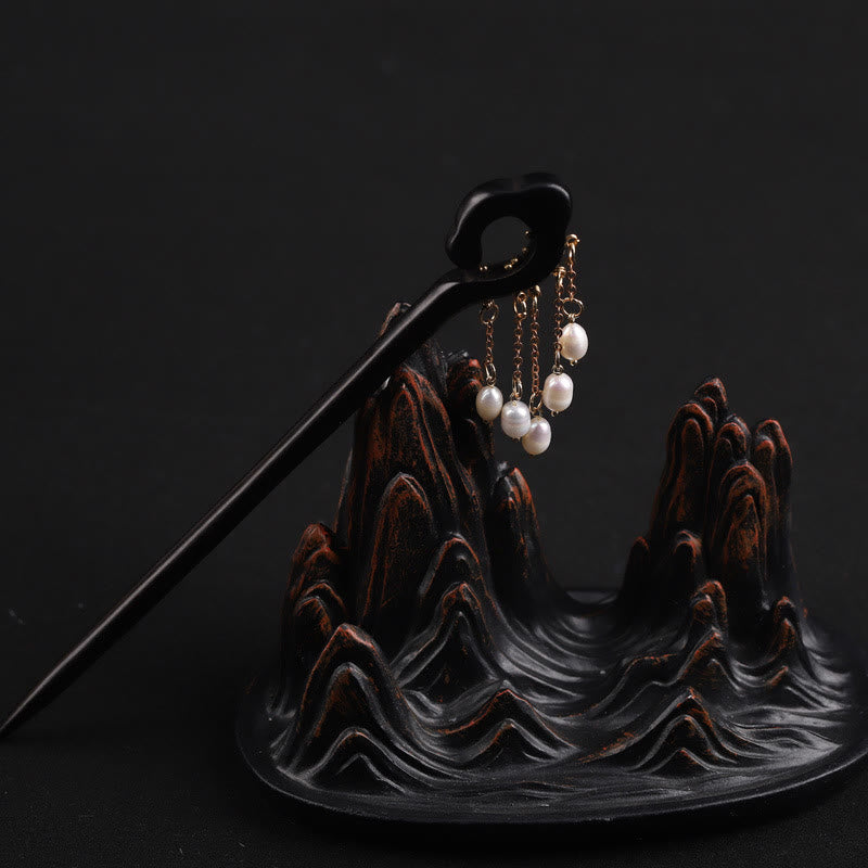 Épingle à cheveux de protection en perles et Buddha Stones en ébène